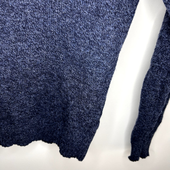 J Crew 100% Lambswool Sweater Mens Large Navy 1/4 Zip Preppy Old Money Golf FLAW - Picture 5 of 15